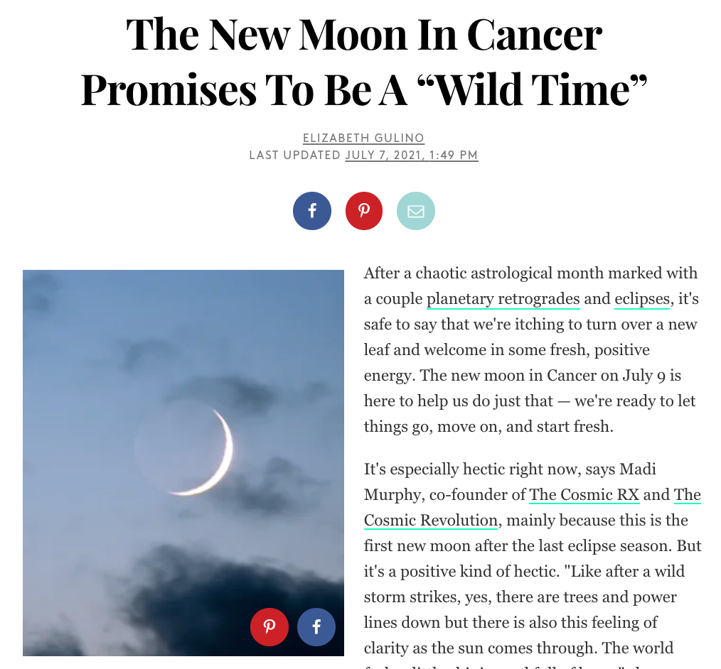 The New Moon In Cancer Promises To Be A “Wild Time”