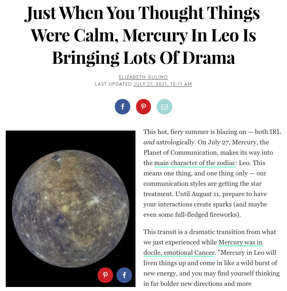 Just When You Thought Things Were Calm, Mercury In Leo Is Bringing Lots Of Drama