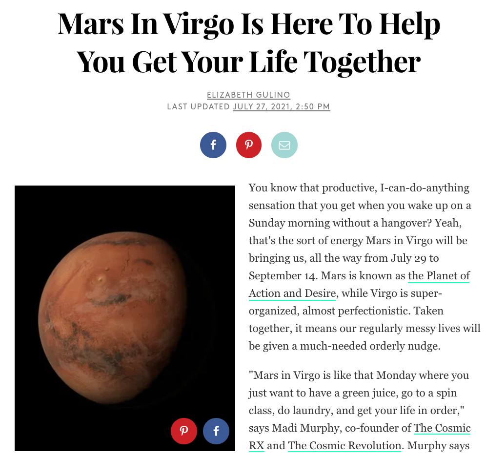 Mars In Virgo Is Here To Help You Get Your Life Together