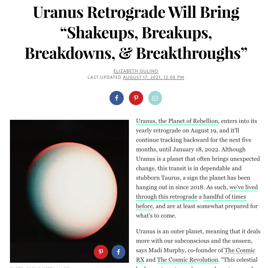 Uranus Retrograde Will Bring “Shakeups, Breakups, Breakdowns, &amp; Breakthroughs”