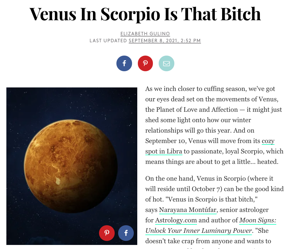 Venus In Scorpio Is That Bitch