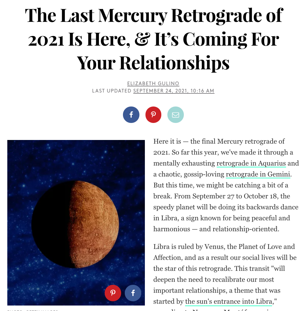 The Last Mercury Retrograde of 2021 Is Here, &amp; It’s Coming For Your Relationships