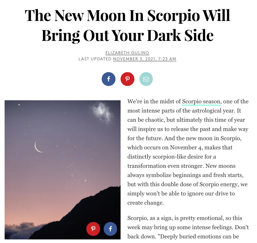 The New Moon In Scorpio Will Bring Out Your Dark Side