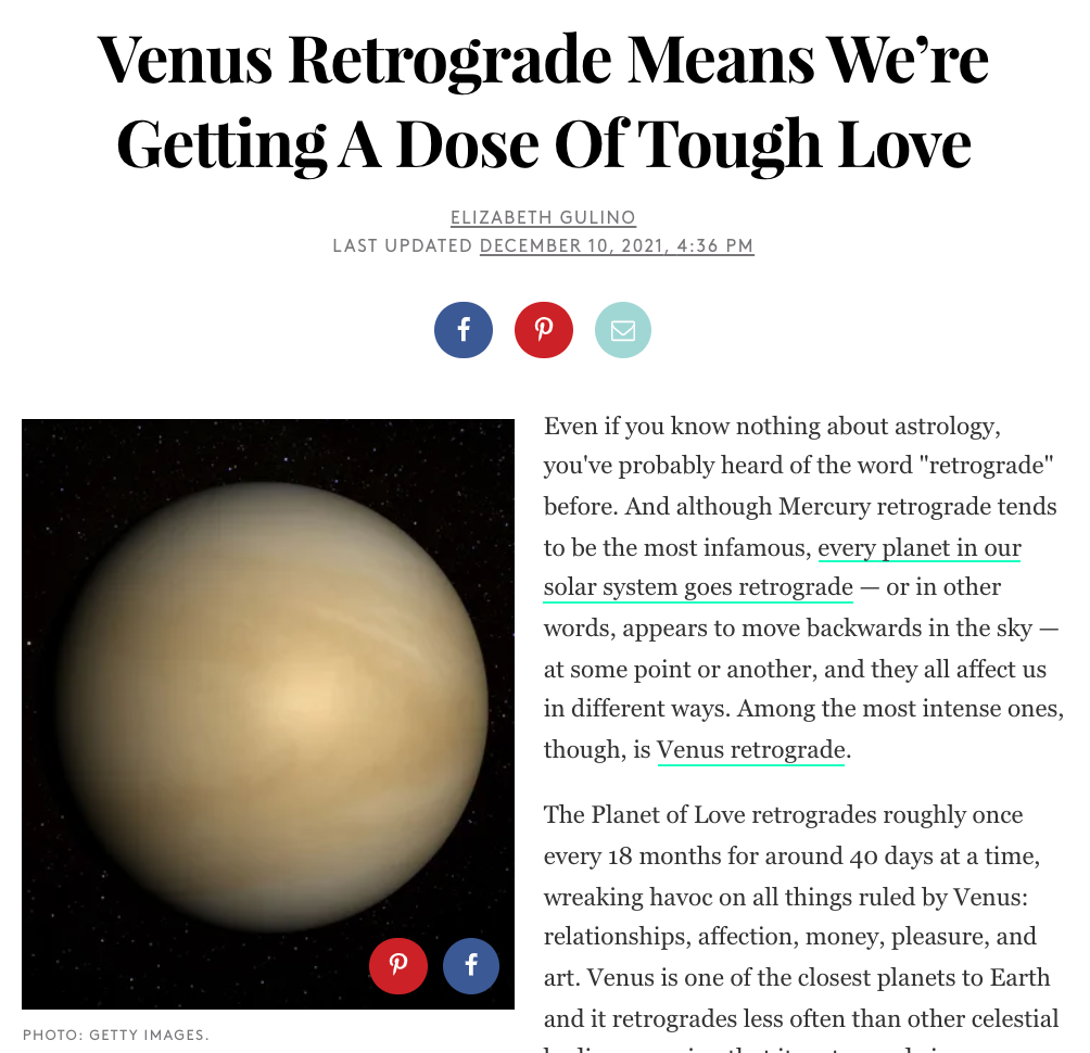 Venus Retrograde Means We’re Getting A Dose Of Tough Love
