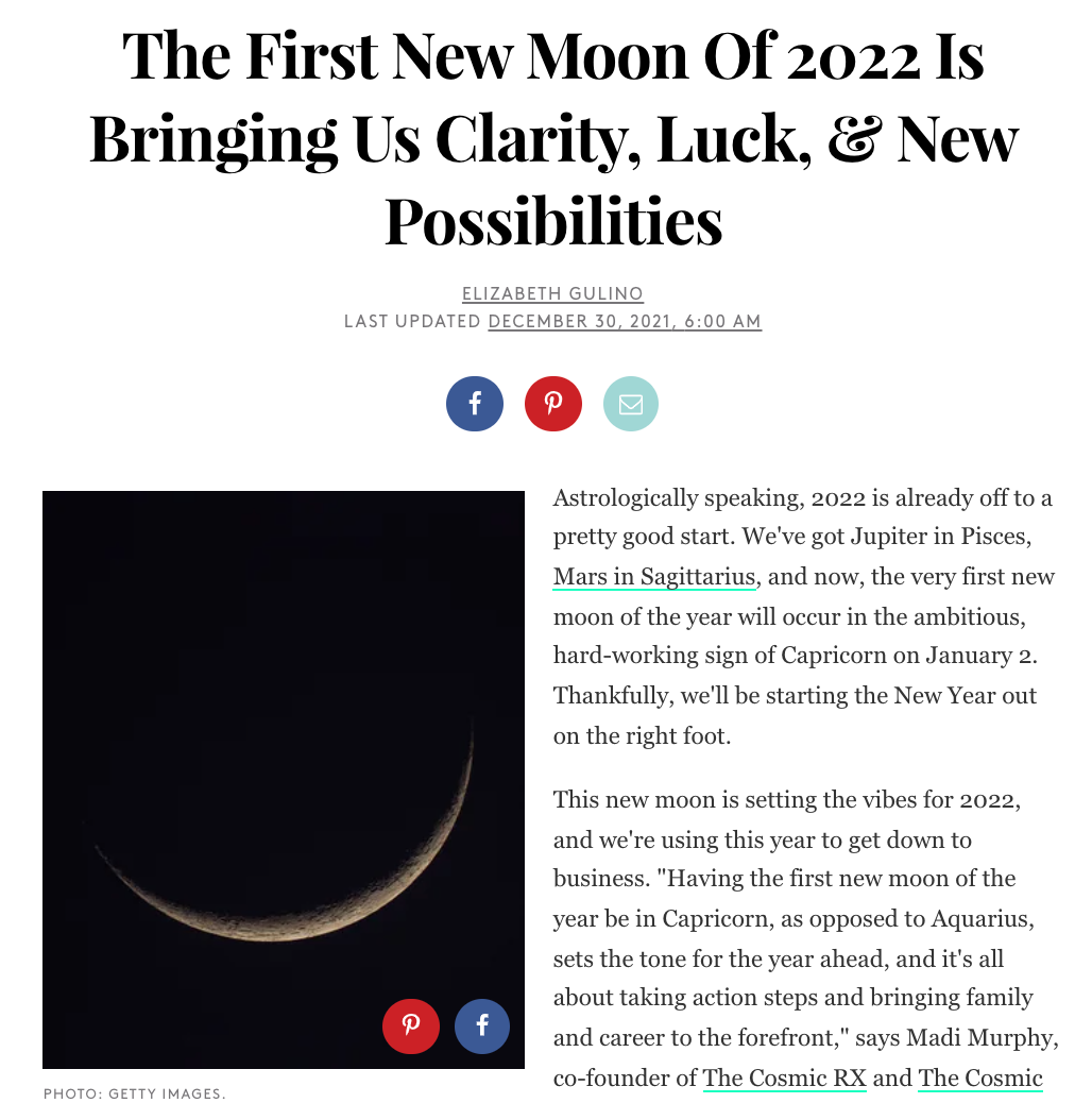 The First New Moon Of 2022 Is Bringing Us Clarity, Luck, &amp; New Possibilities