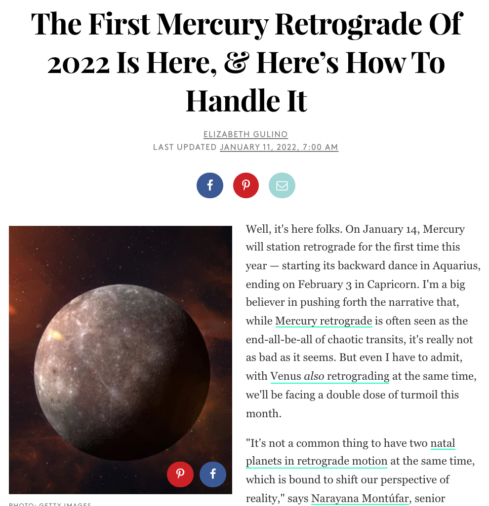 The First Mercury Retrograde Of 2022 Is Here, &amp; Here’s How To Handle It