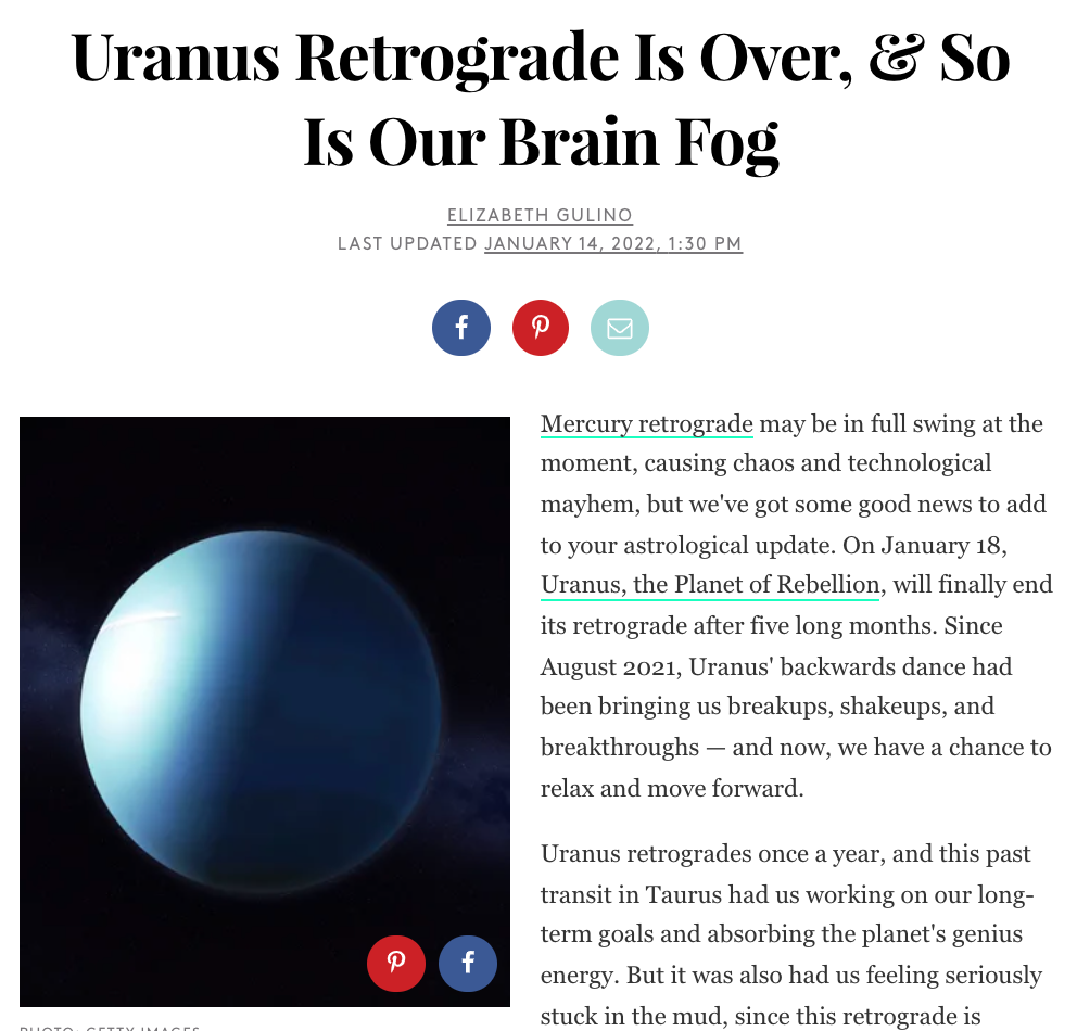 Uranus Retrograde Is Over, &amp; So Is Our Brain Fog