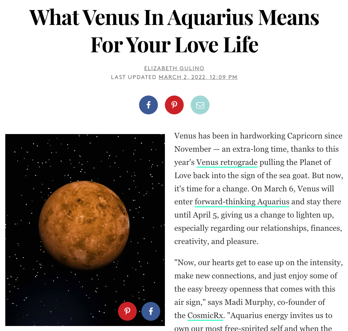 What Venus In Aquarius Means For Your Love Life