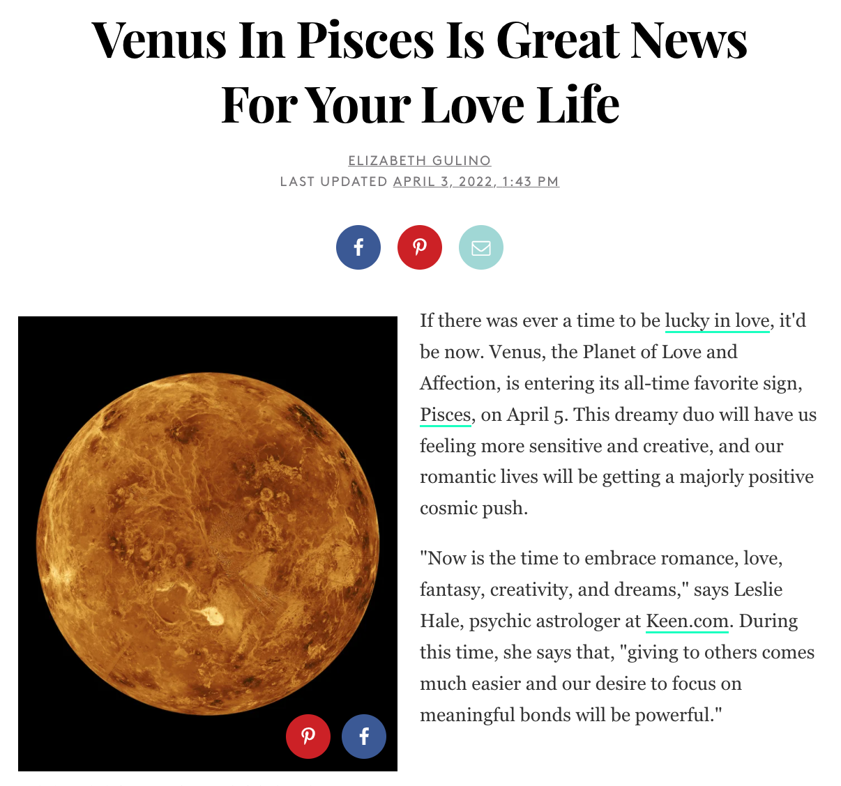 Venus In Pisces Is Great News For Your Love Life