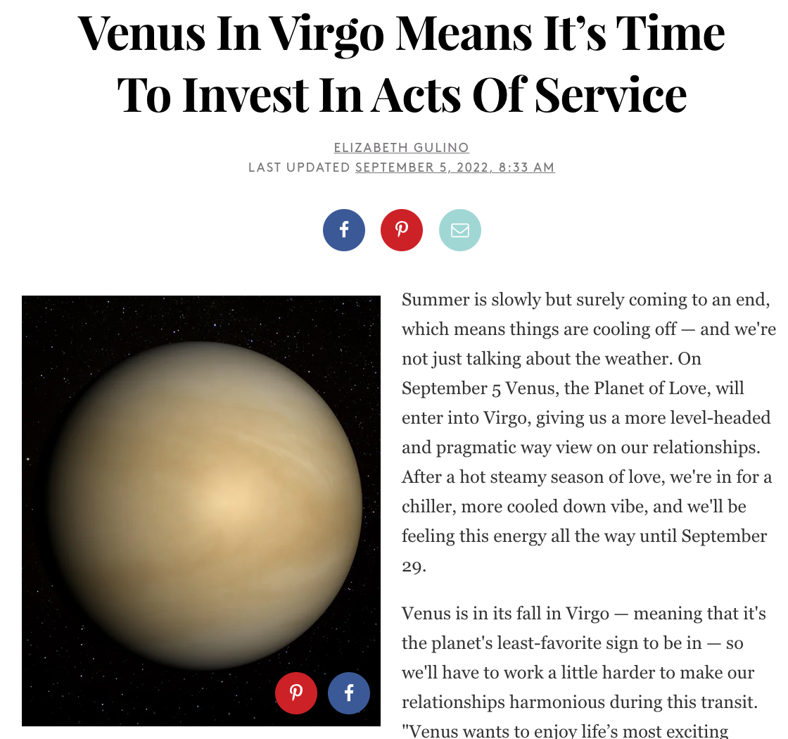 Venus In Virgo Means It’s Time To Invest In Acts Of Service