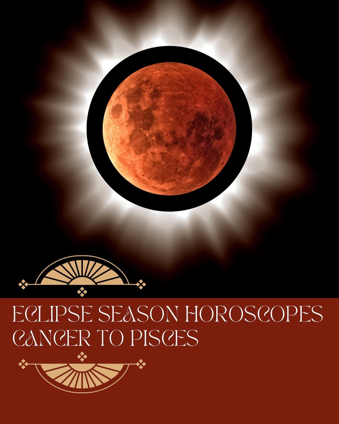 ⚡️Eclipse Season Horoscopes ⚡️
⚡️Radical Acceptance of the Self⚡️

✨Check my previous post to find out everything about eclipses:

✨What are eclipses? 
✨How often they happen 
✨Eclipses &amp; collective evolution 
✨What to expect this eclipse season 