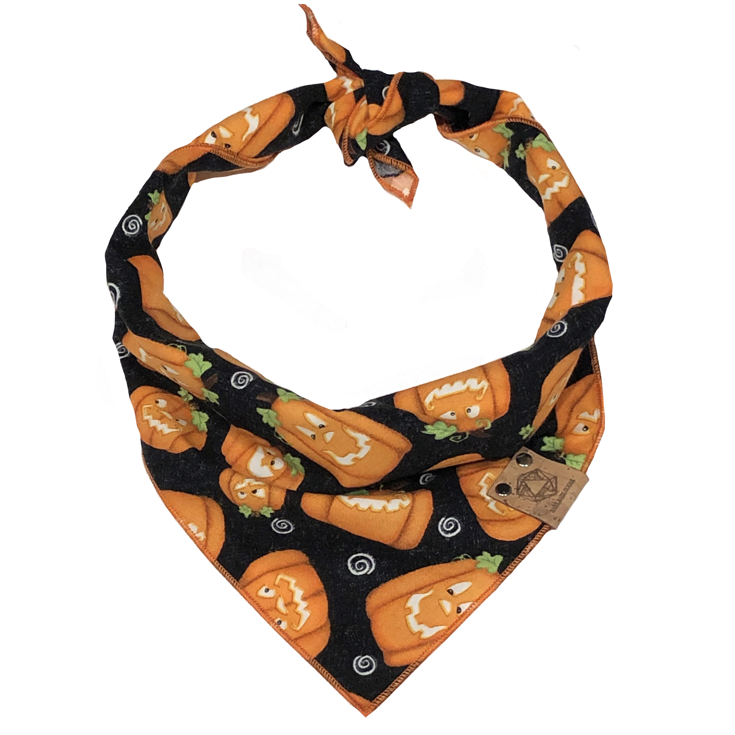 Halloween Glow in the Dark Moons with Bats Over the Collar Dog Bandana Small