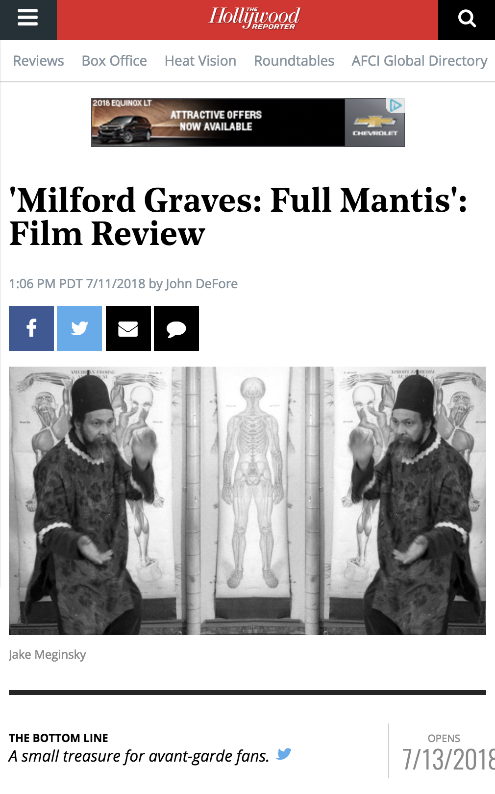 The Hollywood Reporter reviews FULL MANTIS