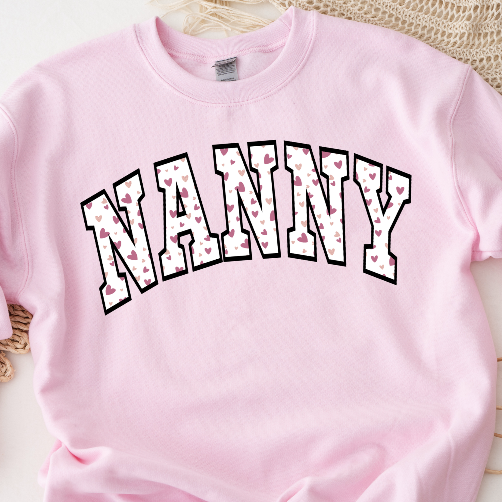 NANNY Valentine White Heart Sweatshirt