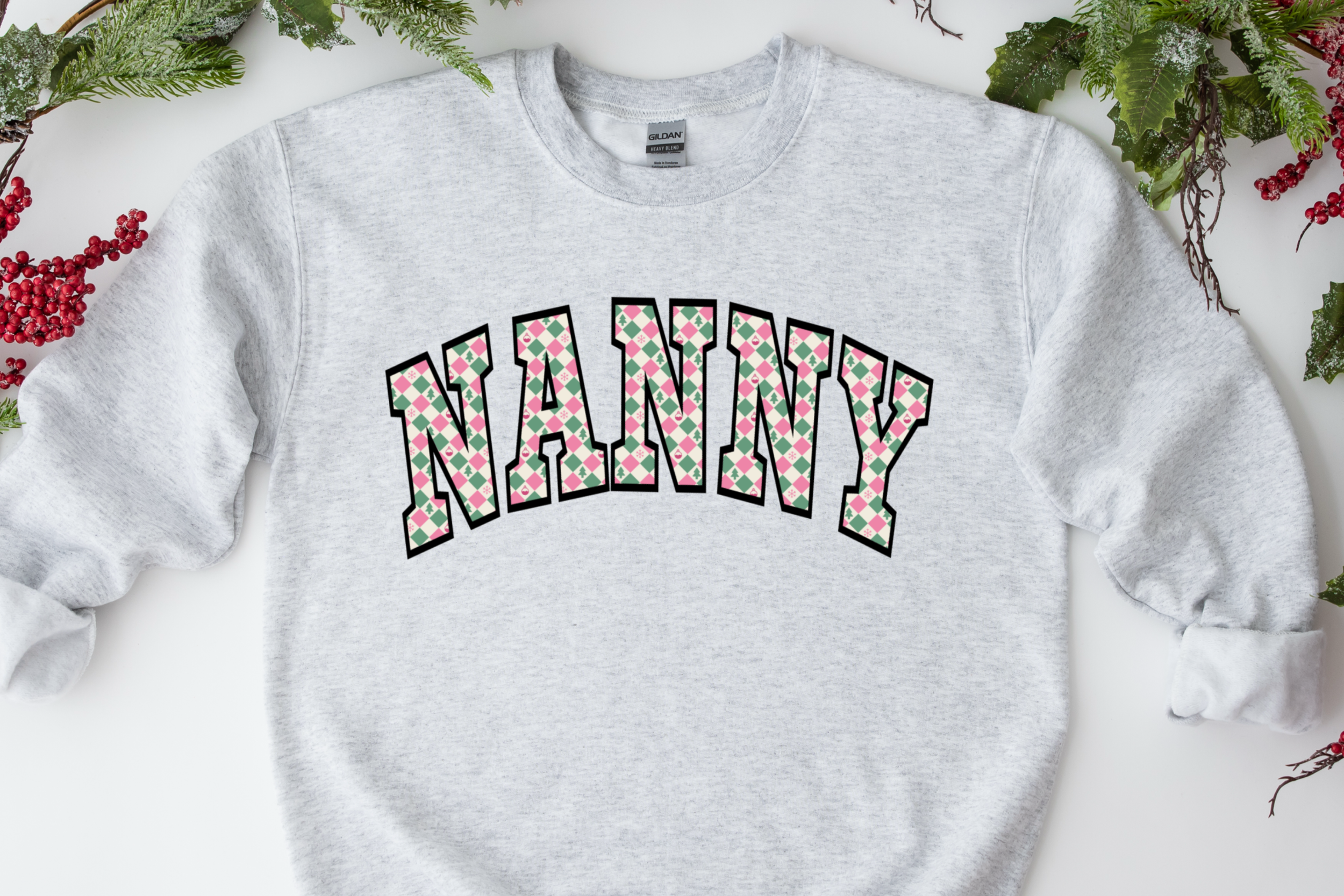 sweatshirt christmas pink gingham.PNG