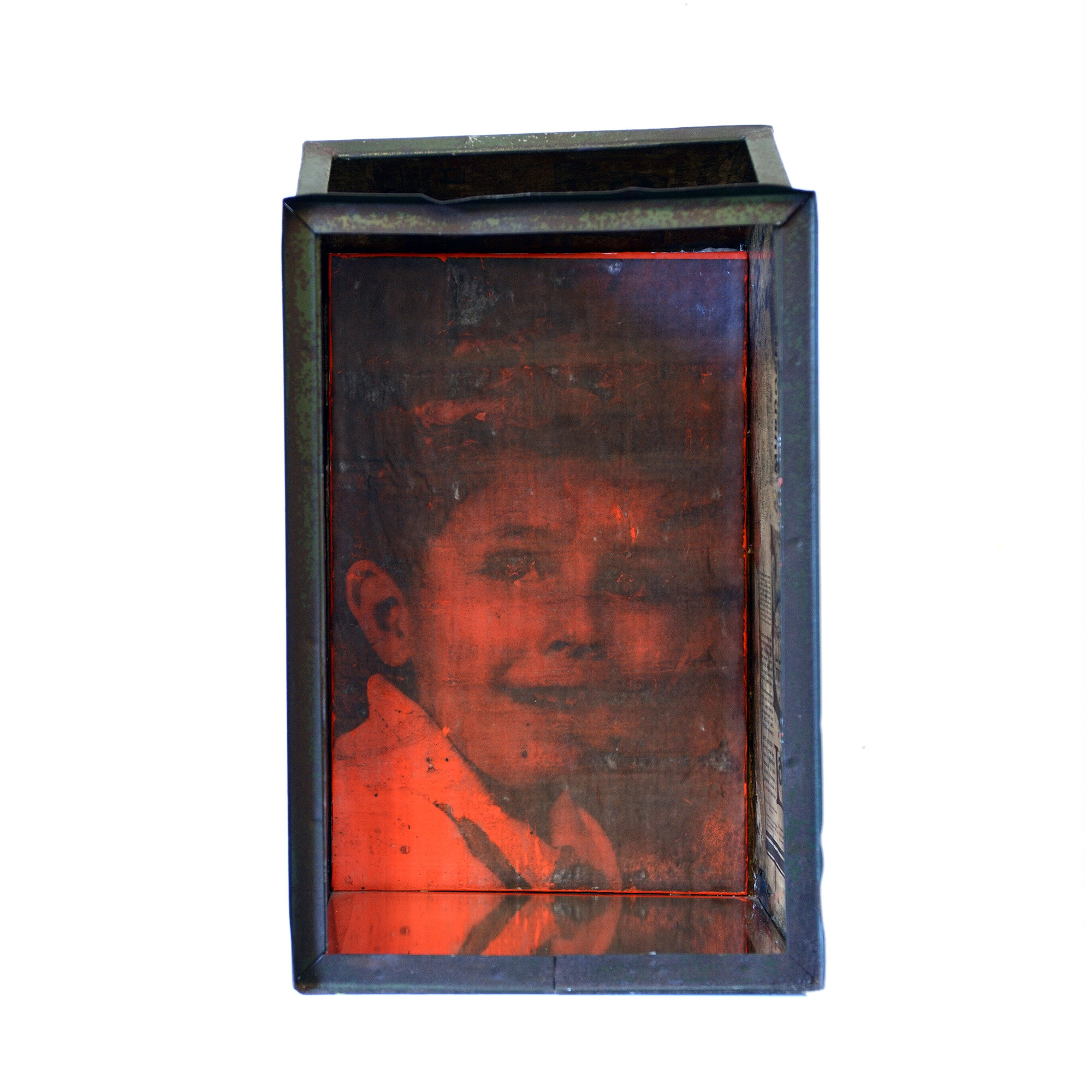 DSC_7363_Childhood_Shrine_Sculpture_MetalDrawer_mirror_collage_encaustic_on_canvas_stencilled_spray_paint_FrontPhoto.jpg