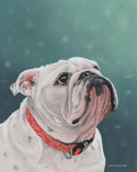 "Izzy in the Snow", oil on wood panel. Image courtesy of artist.