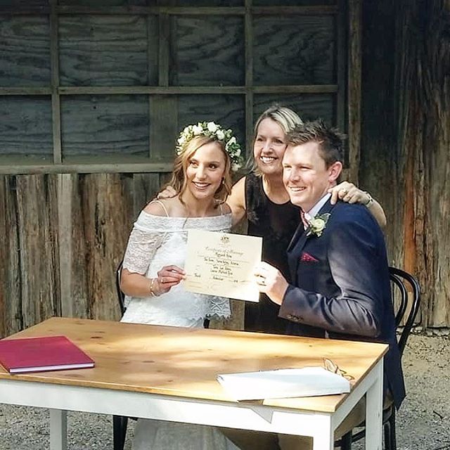 What a wonderful day! ✨Congratulations Tara and Laine! A gorgeous couple in every way!! @thefarmyarravalley #mmatyourservice #dreamwedding #melbournewedding #wedding2018 #lovers #yarravalleywedding #melbournecelebrant #love #thefarm #thefarmwedding #
