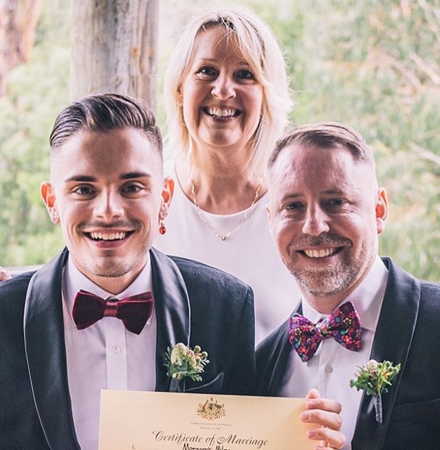 An honour and a privilege to marry these two! &hearts;️ Congratulations Corey and Jeremiah!! @yarravalleyestate 🌿#mmcelebrant #melbournecelebrant #yarravalleywedding #loveislove #twopeopleinlove #celebrantmelbourne #ahomeamongstthegumtrees #wedding 