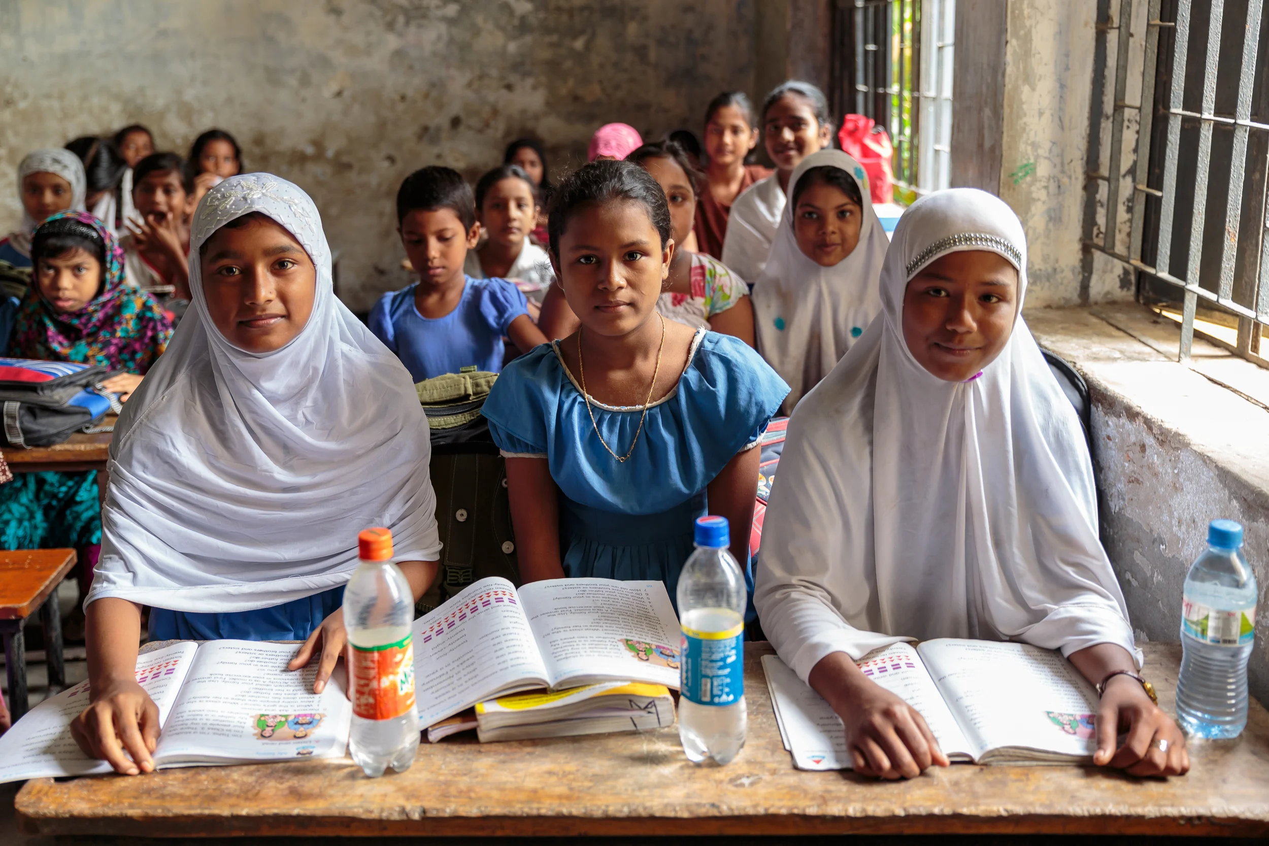 Girls studying in class