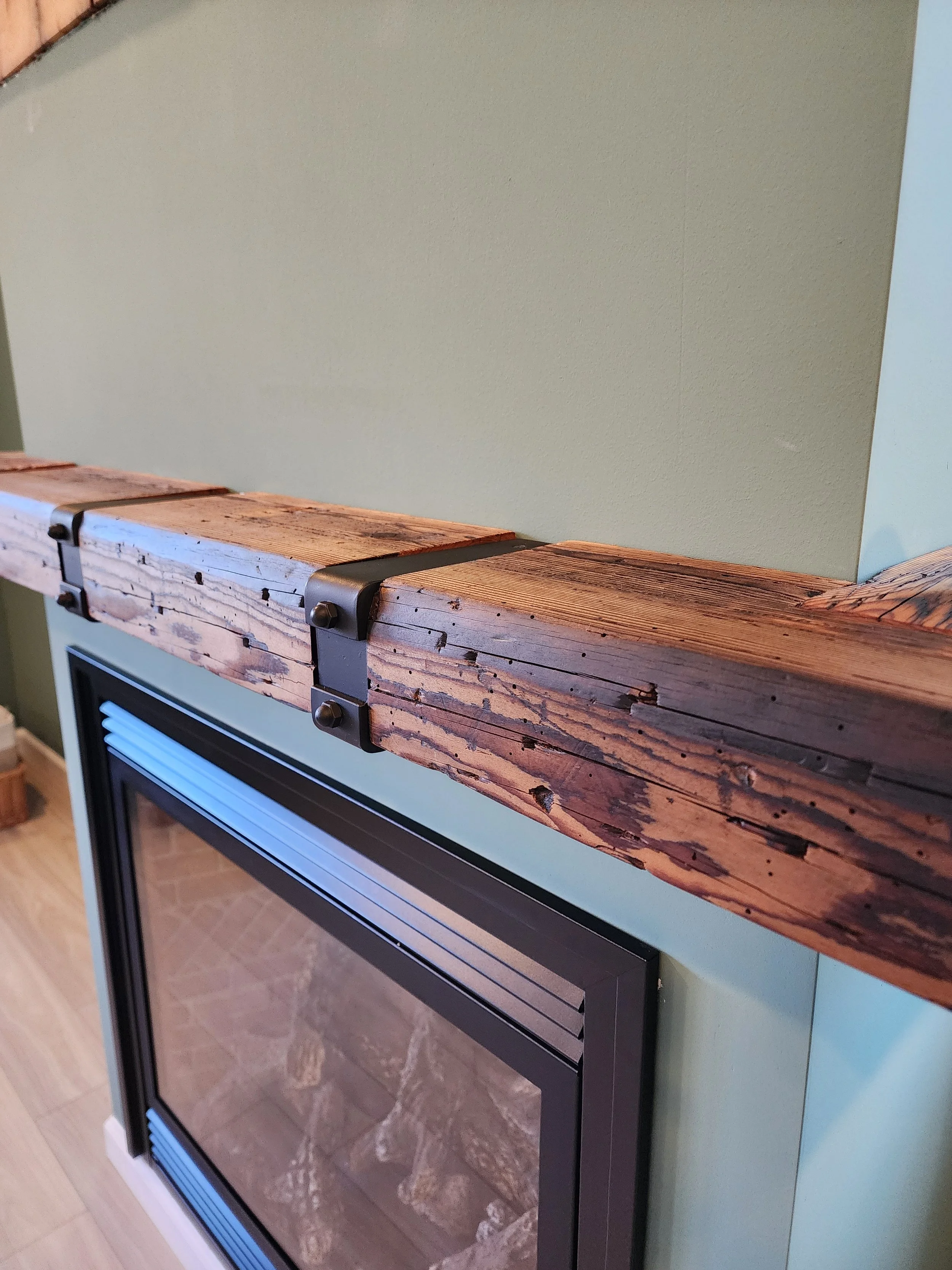 Custom Wooden Beam Mantel - Waterford, CT.jpg