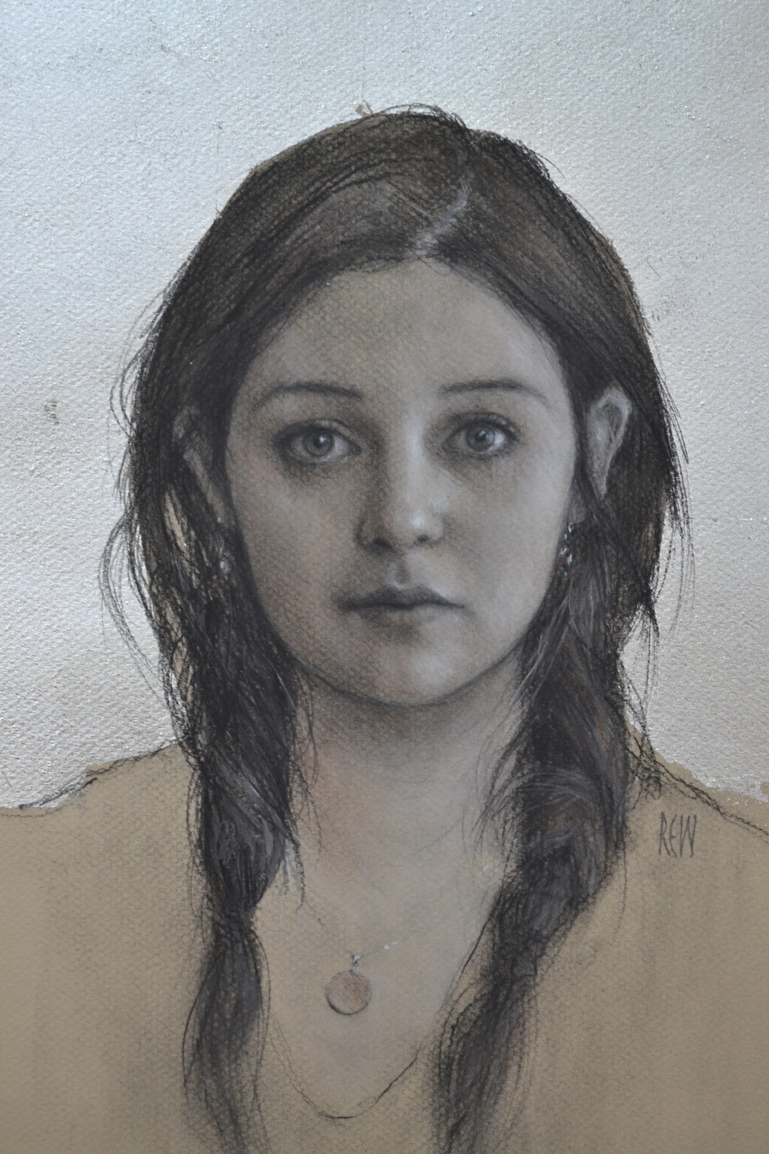 SPA 2017 Exhibition, Jessica 30 x 40 cm Pastel and white gold leaf SOLD