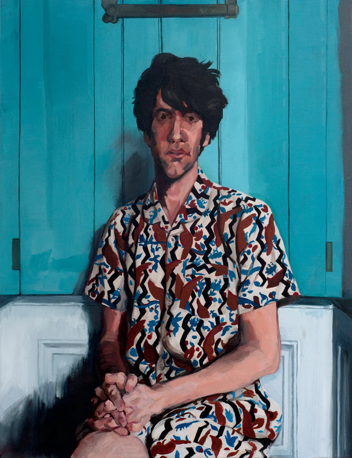 SPA 2017 Exhibition, Self-portrait in pyjamas, 76.2 x 101.6 cm, Oil on canvas, £750 All rights reserved