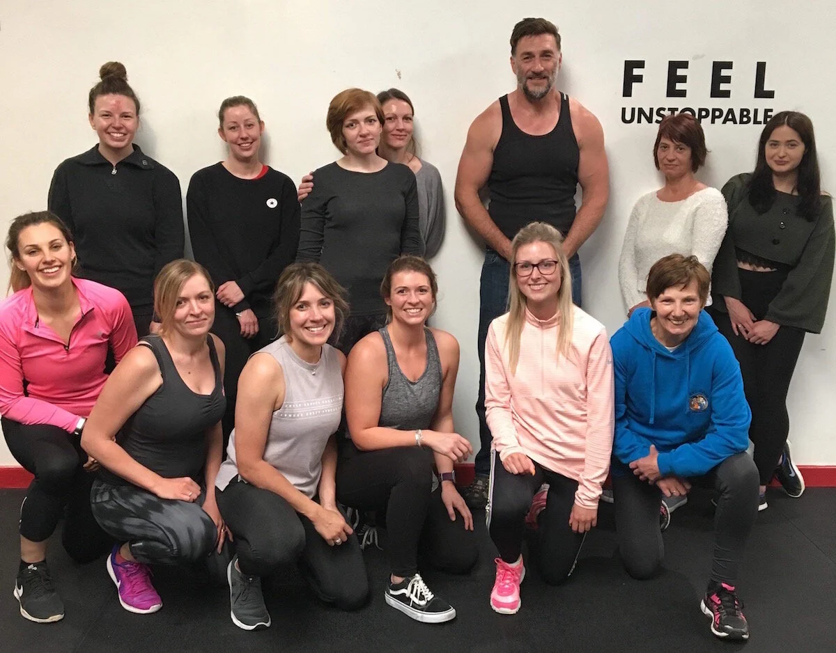 Dene teaching a self defence class for women