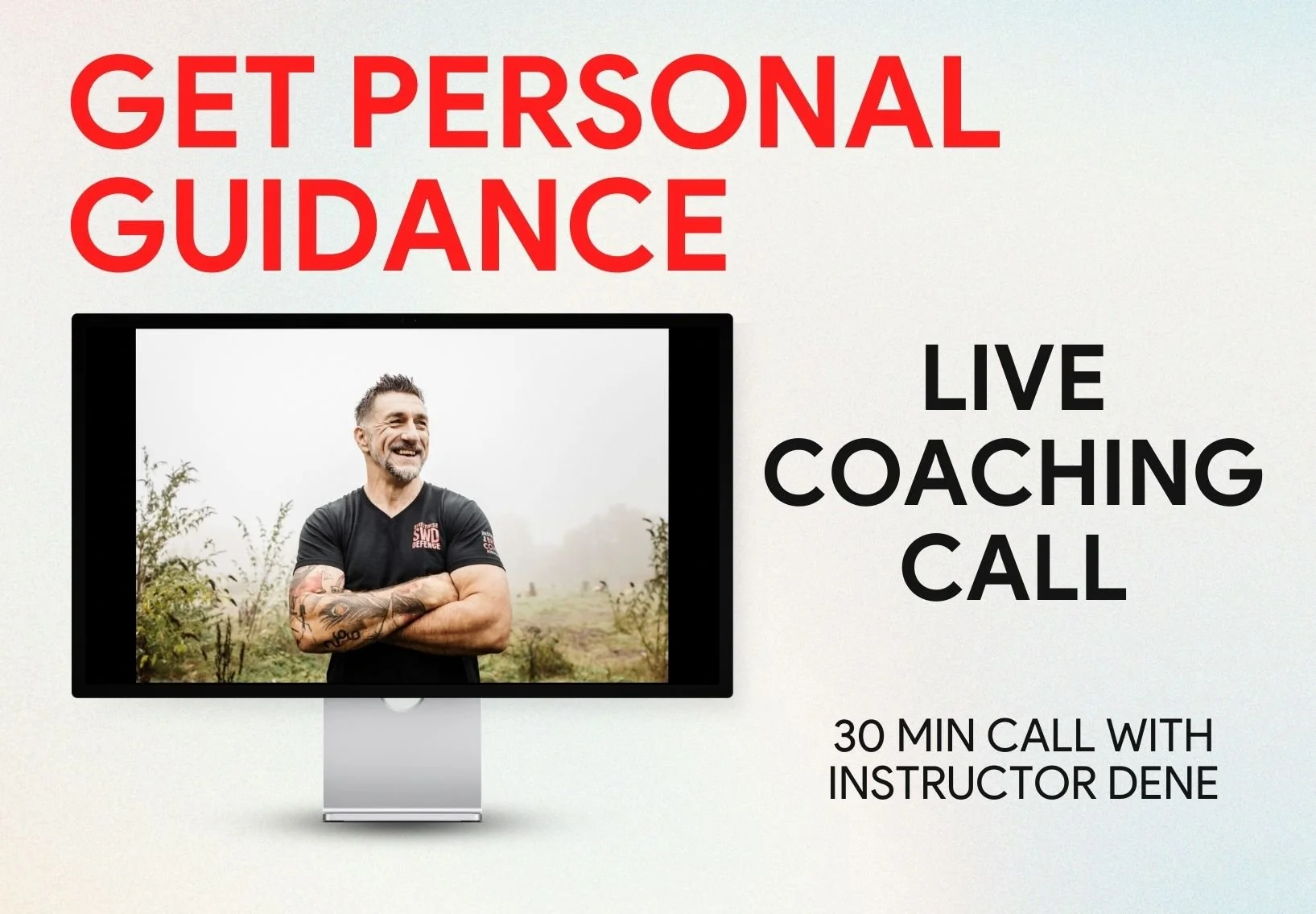 graphic showing Dene Josham of Streetwise Defence and the live coaching call