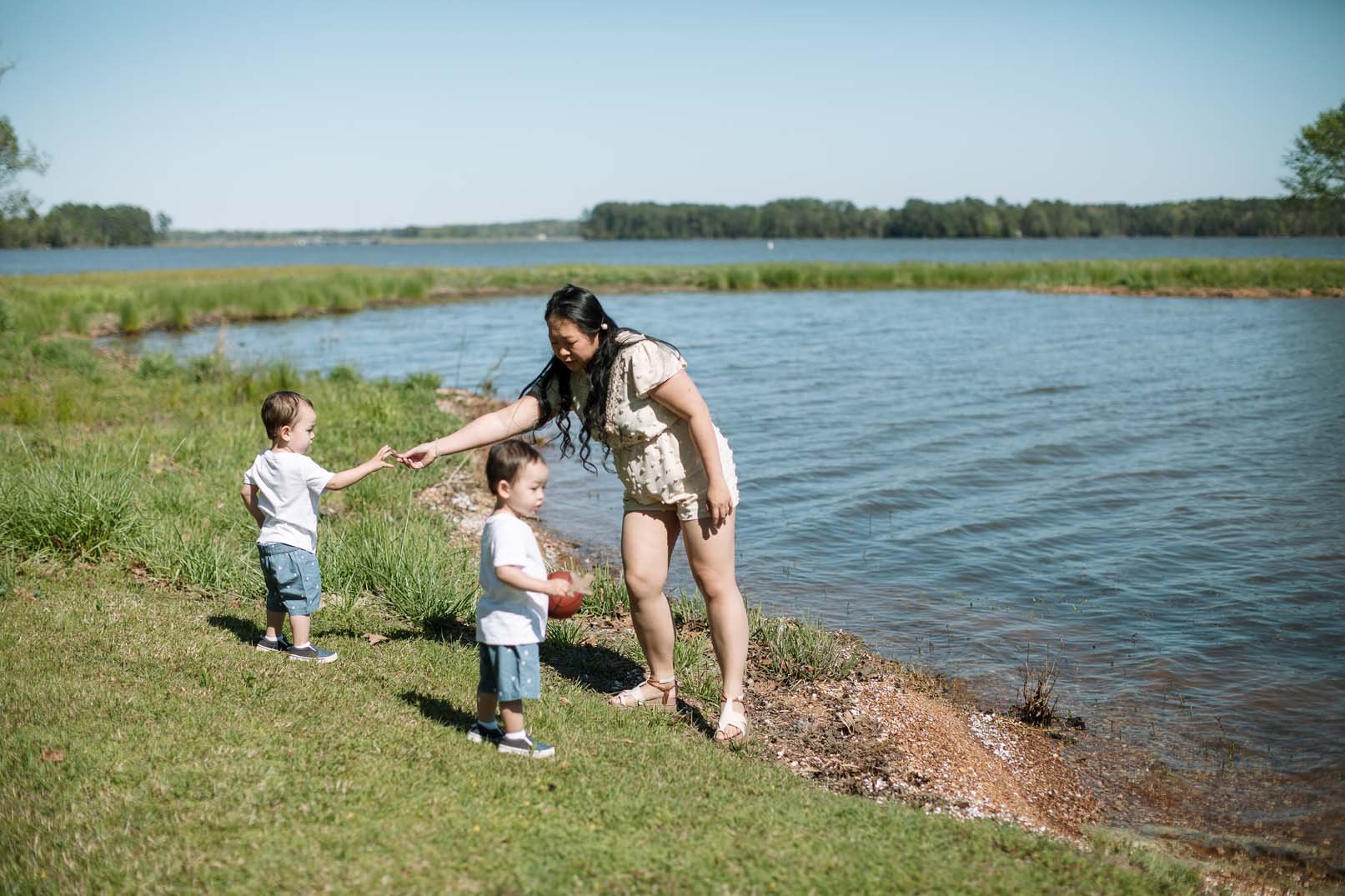 LUNA AND HER BOYS AT THE LAKE