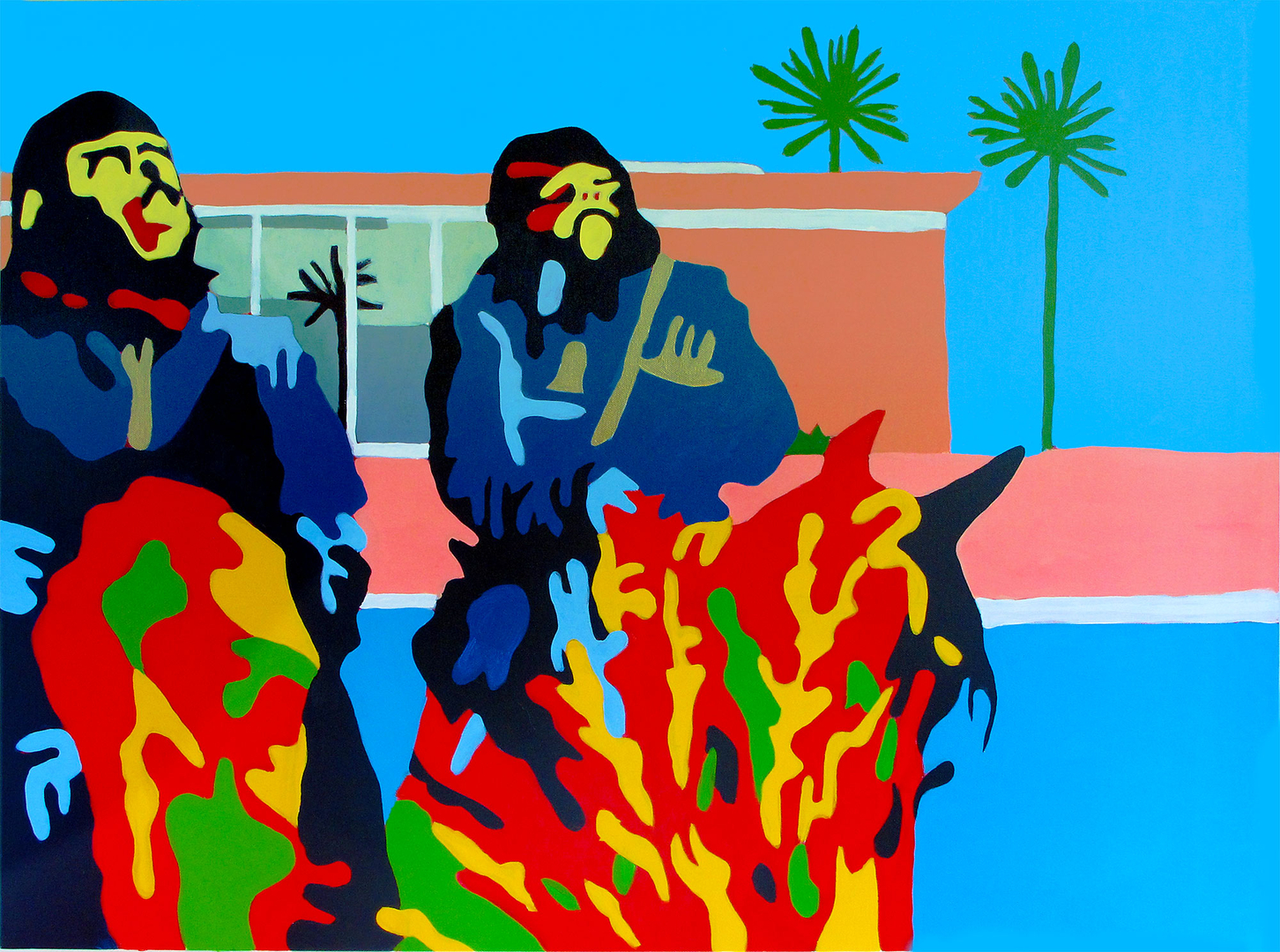 Gorillas At The Big Splash 30x40 inches Acrylic on canvas