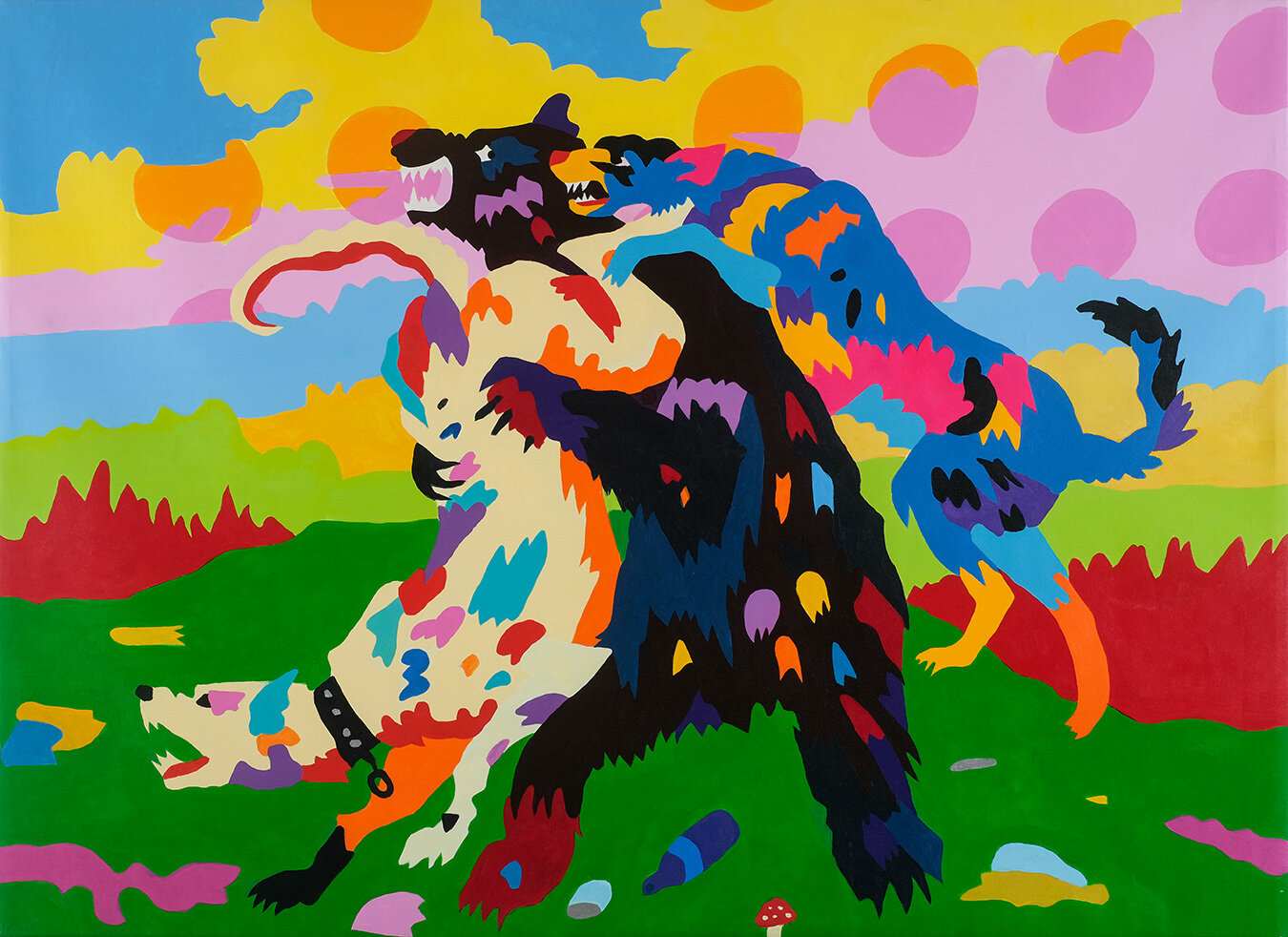   Bear Baiting    Acrylic on canvas, 42x48 inches 