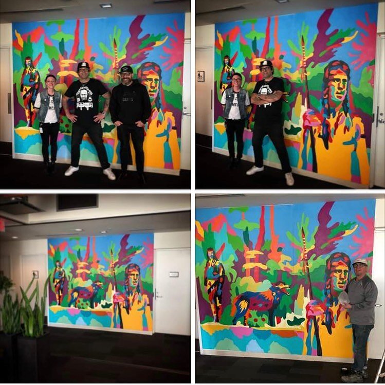 Wow, what a crazi, interesting year its been since installing this mural for @joshnilson and @lidi @eastsidegamestudio 
The Welcoming Commitee. 8&rsquo;x10&rsquo; will be getting moved to its new home hopefully some time this year...
.
.
.
.
#mural #