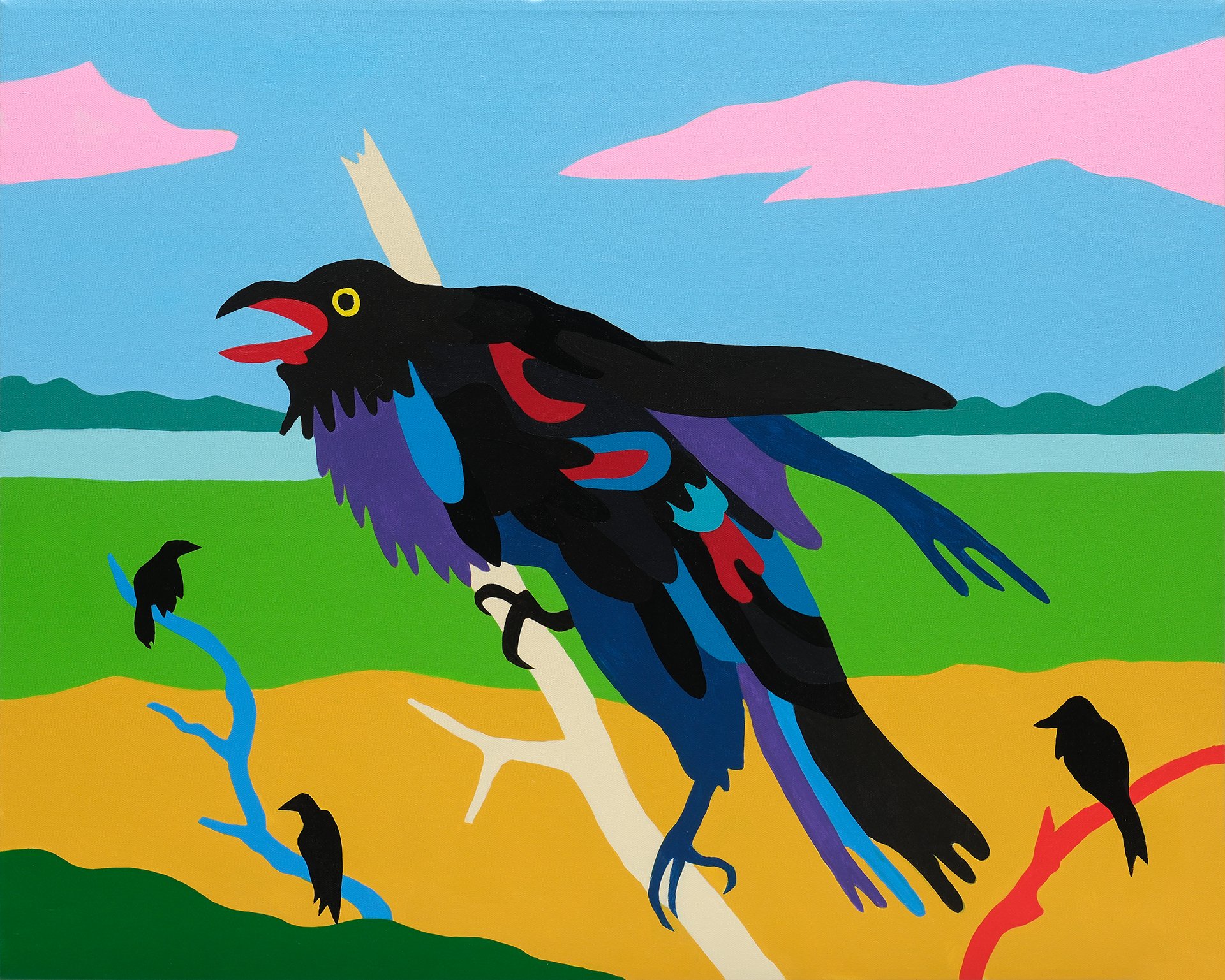   The Estuary (Corvus Caurinus )  Acrylic on canvas, 24x30 inches 