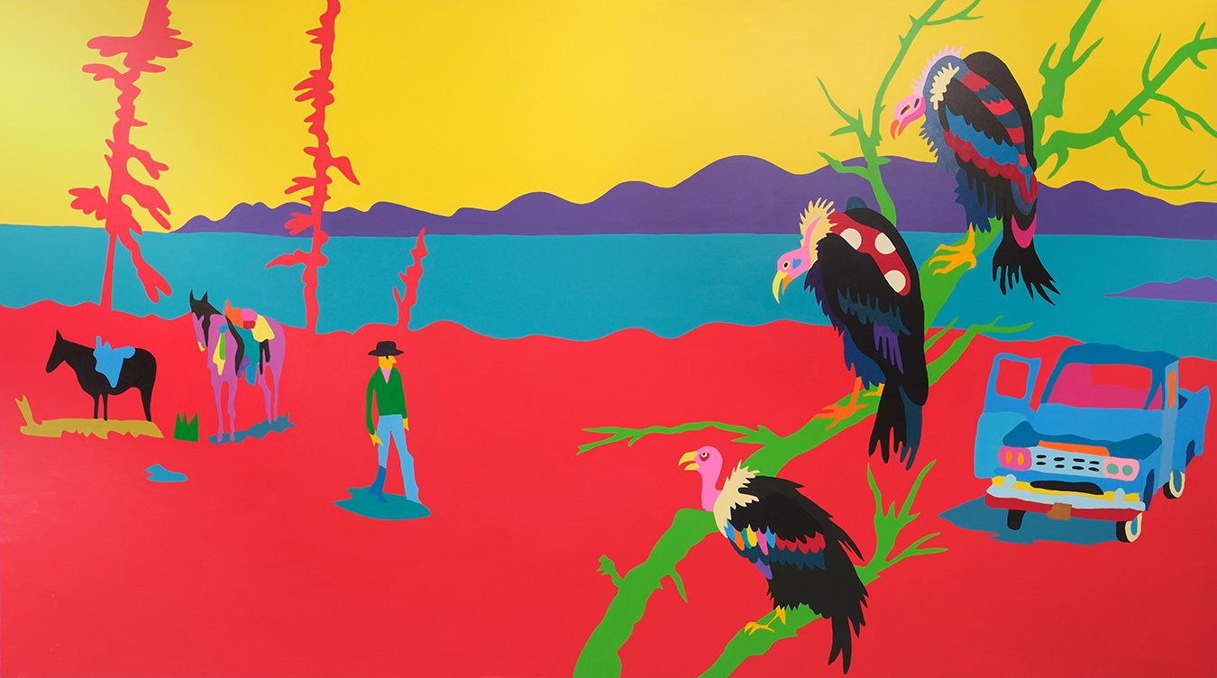   The Purchase (Among Vultures )  Acrylic on canvas, 60x108 inches 