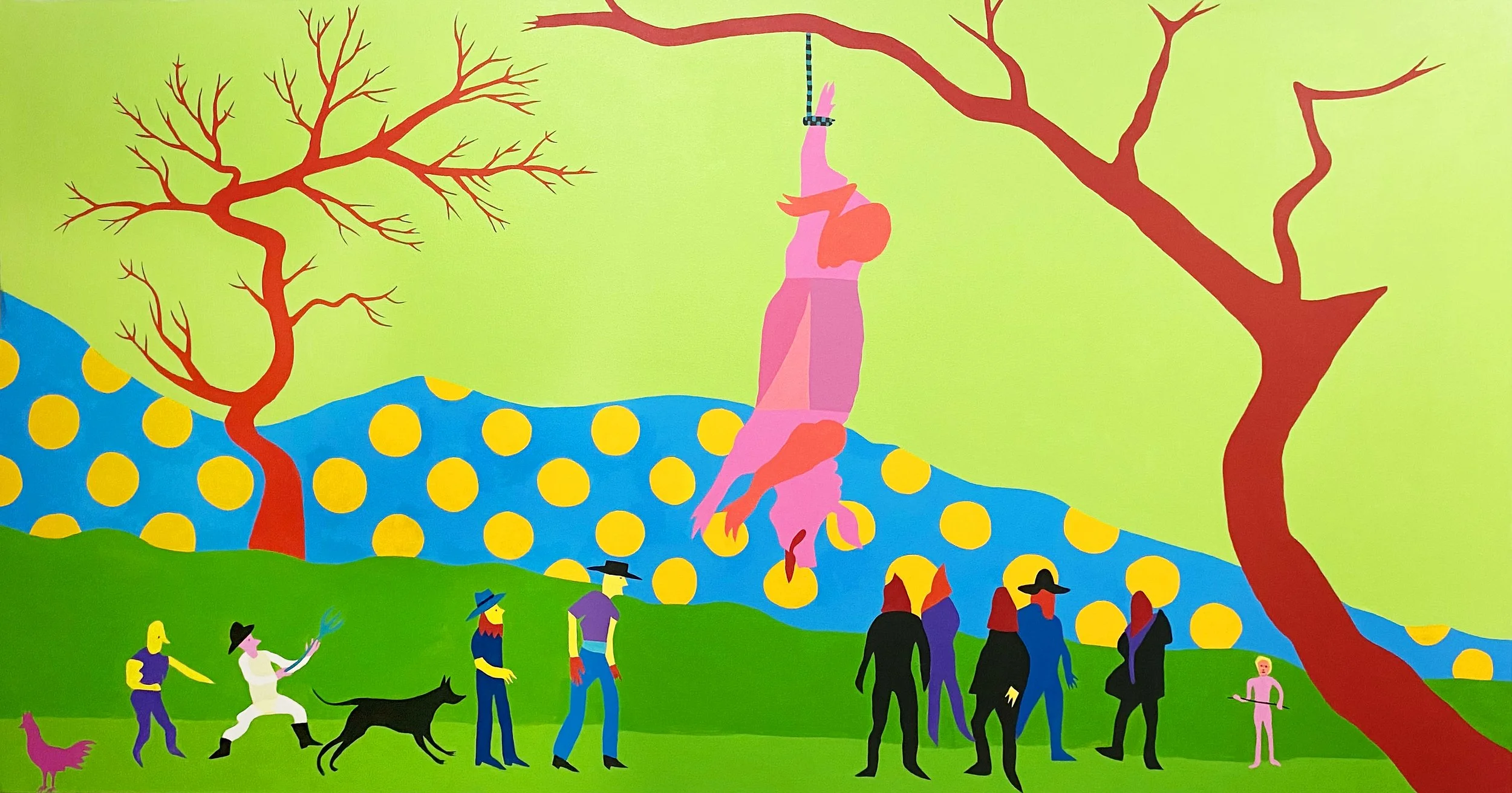   The Time We Went To Ashcroft To Kill A Pig 52”x96” Acrylic On Canvas  