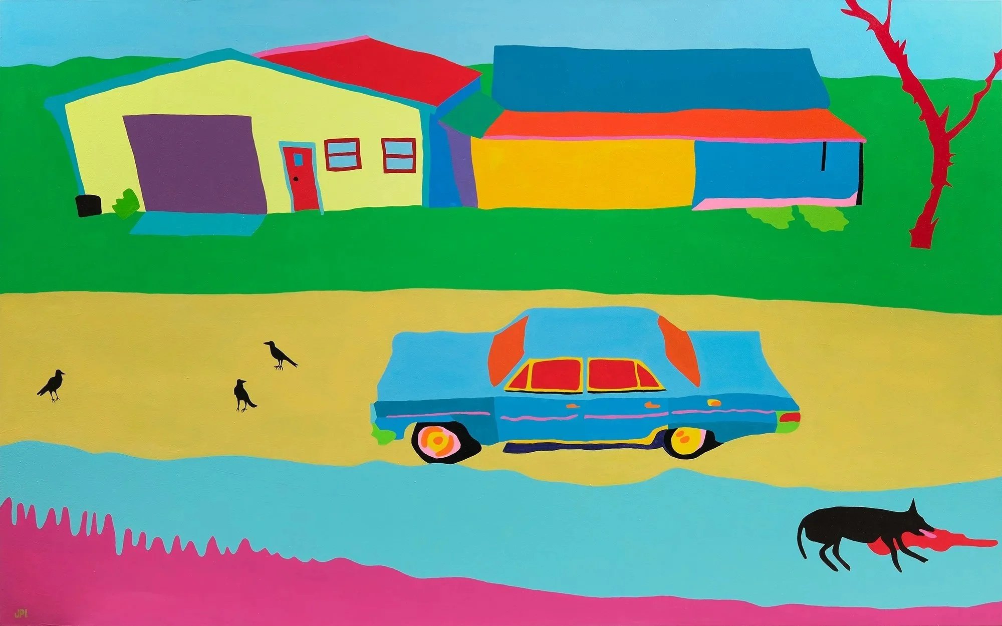   The Time my Mom Ran Over A Puppy On Pauquachin  60”x96” Acrylic On Canvas 