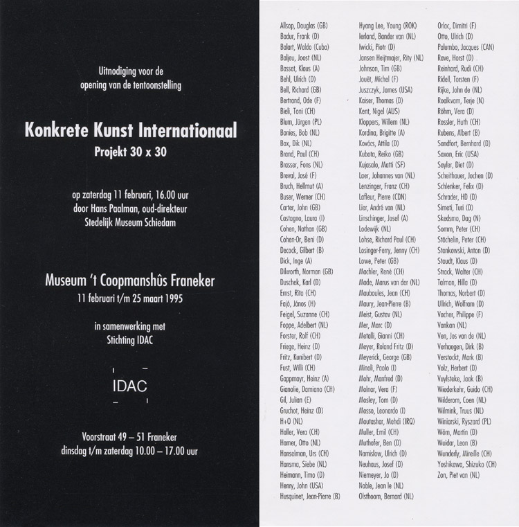 1995 ‘IDAC - Konkrete Kunst International’ Museum ‘t Coopmanshuis Franeker HOLLAND