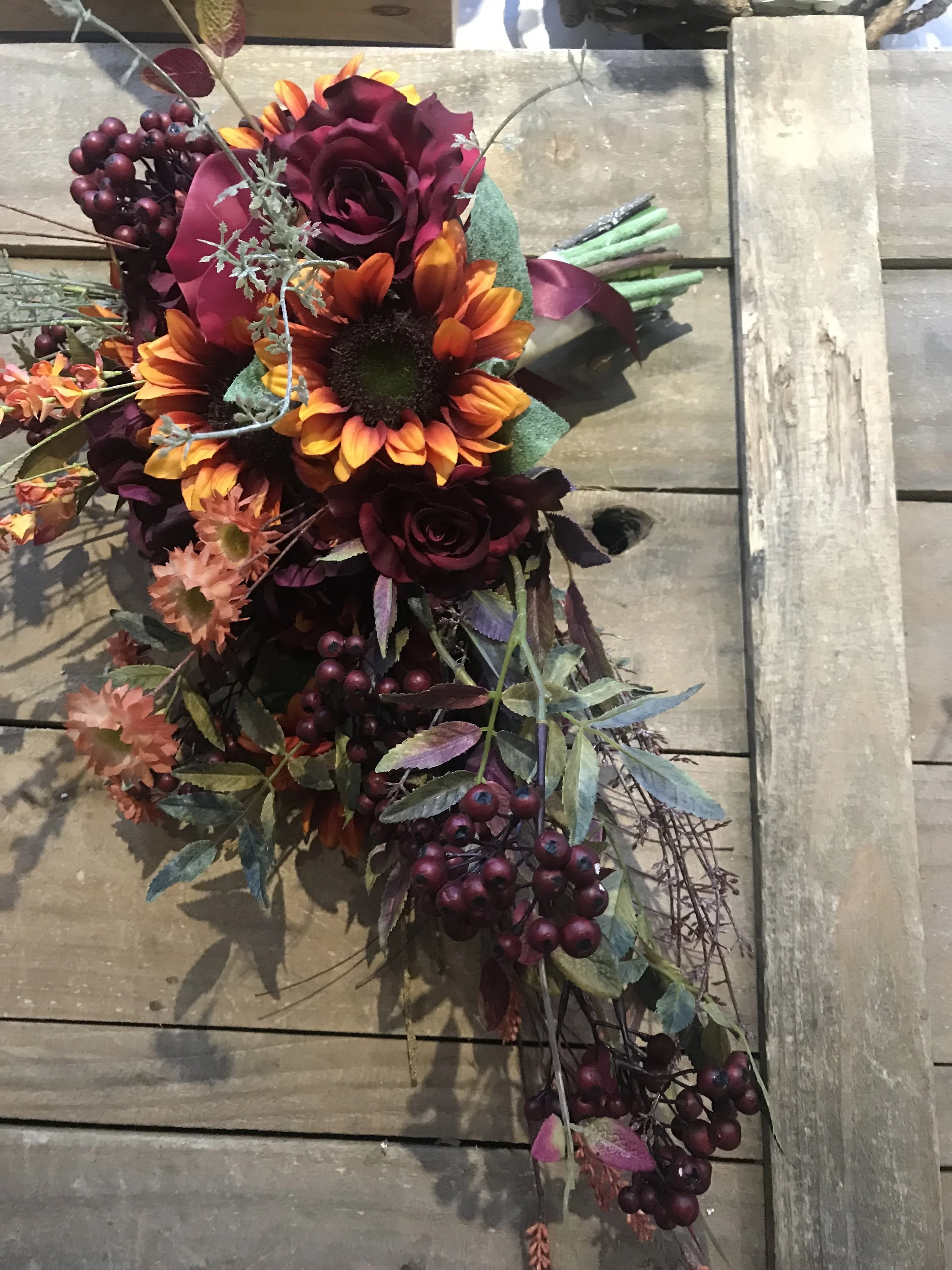 'Suzy' Sunflower Trail Silk Bridal Bouquet