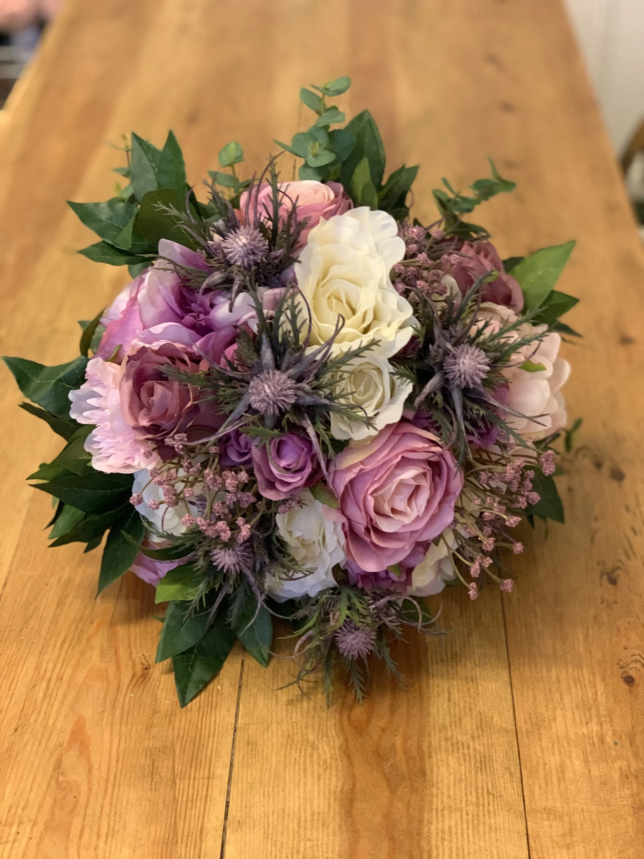 'Natalie' Thistle and Rose Bridal Bouquet 