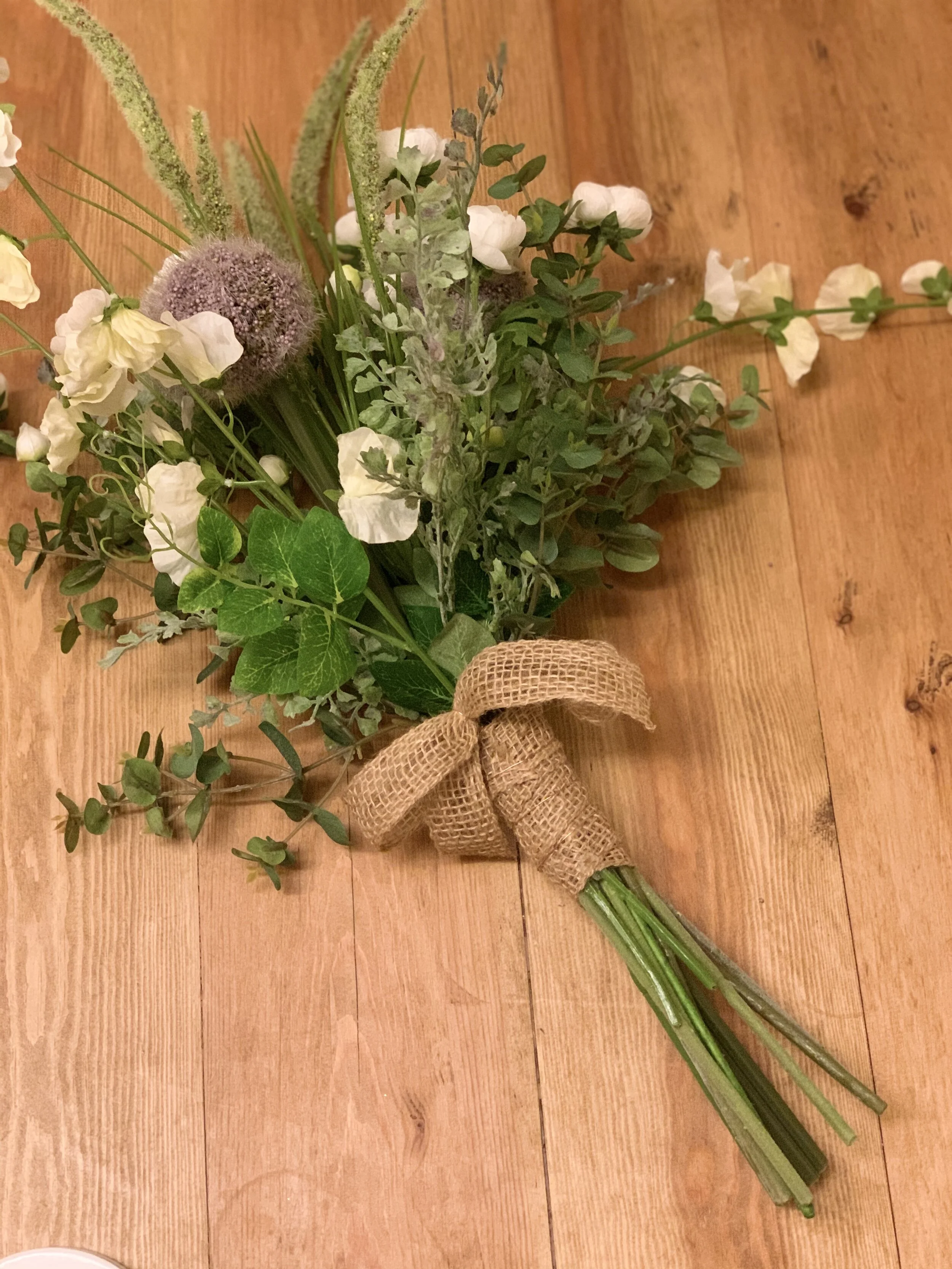 'Isla' Rustic Wild Flower Tall Handtie Silk Flower Bridal Bouquet