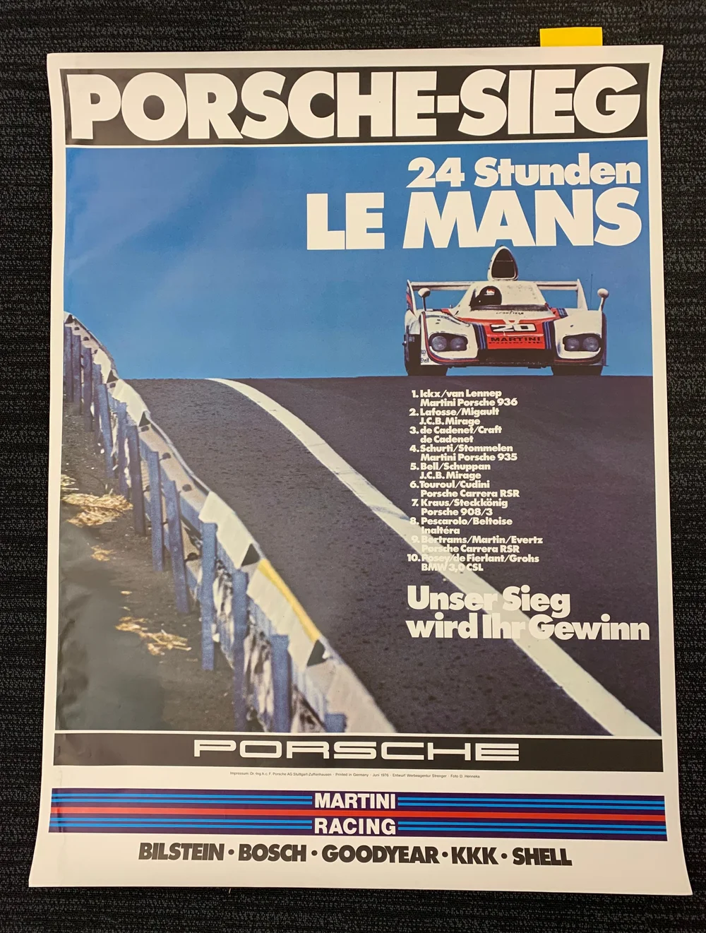 Affiche Porsche Originale 1968 Racing - Poster Usine Collector Occasion