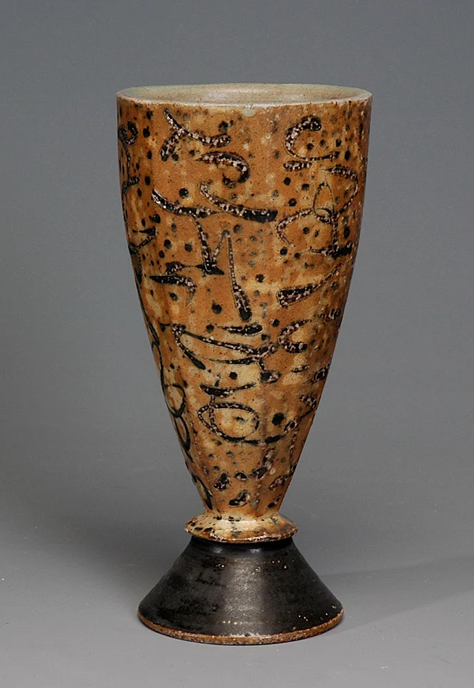 4. Faceted Footed Cup with Markings , wood-fired, salt-glazed stoneware, 7"h (2016)