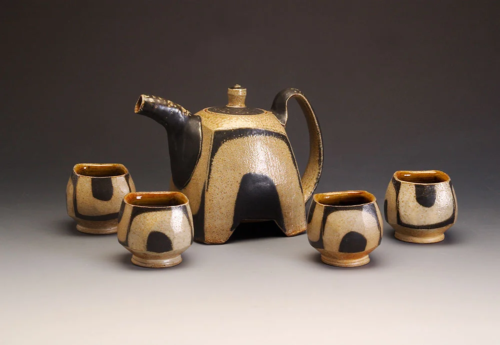 9. Square Teapot with Feet and U’s , wood-fired, salt-glazed stoneware, teapot 6.5"h (2015)