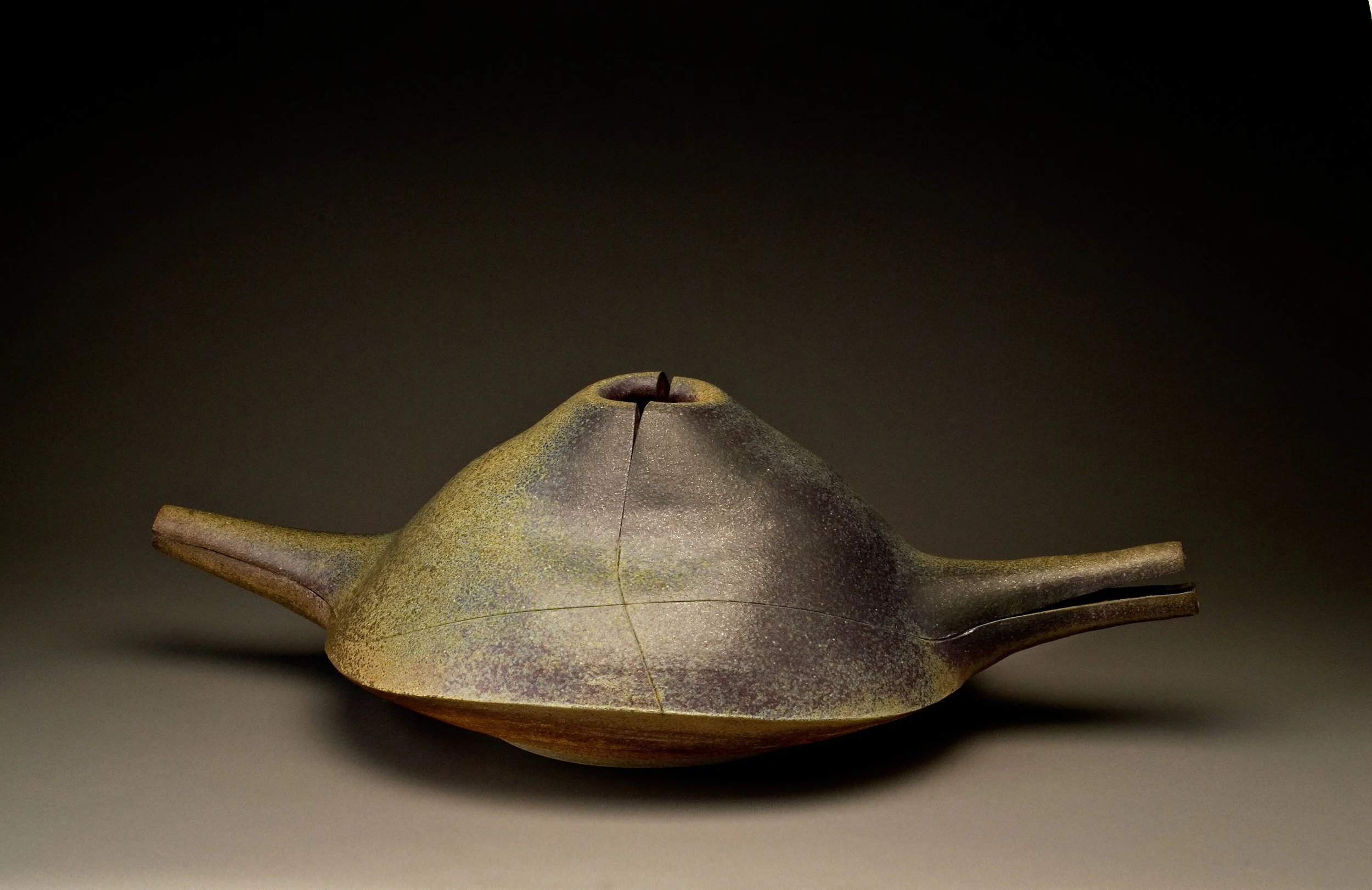Karen Karnes (US, 1925-2016) Winged Vessel , glazed stoneware, 9 x 29 x 17 in. circa 1987