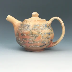 Faceted Porcelain Teapot with Markings — stonepool pottery