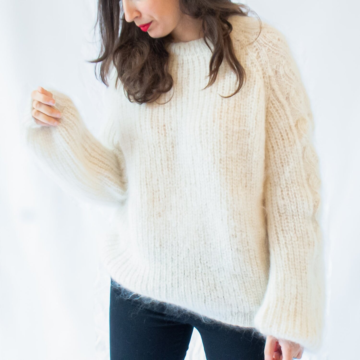 Pull tricoté en fourrure de mohair pour femmes, pulls en peluche douce, pull  chaud, pull femme