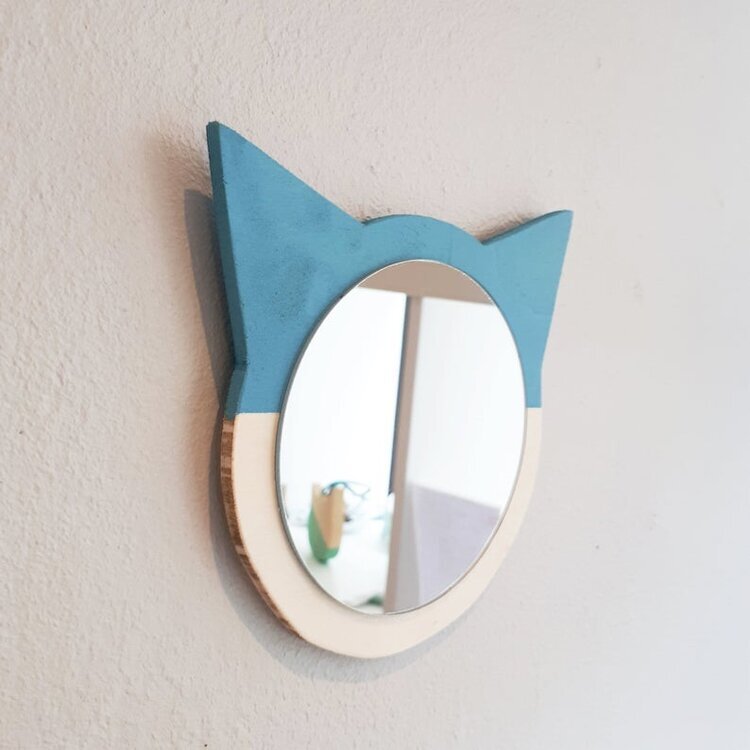 Petit Miroir Chat Pour Chambre Enfant En Bois Made In France