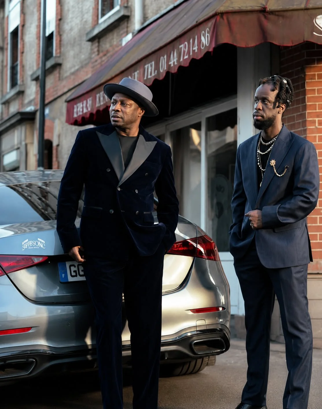 Costume sur mesure réalisé par Mon Tailleur Paris pour le stylisme de Youssoupha et MC Solaar.