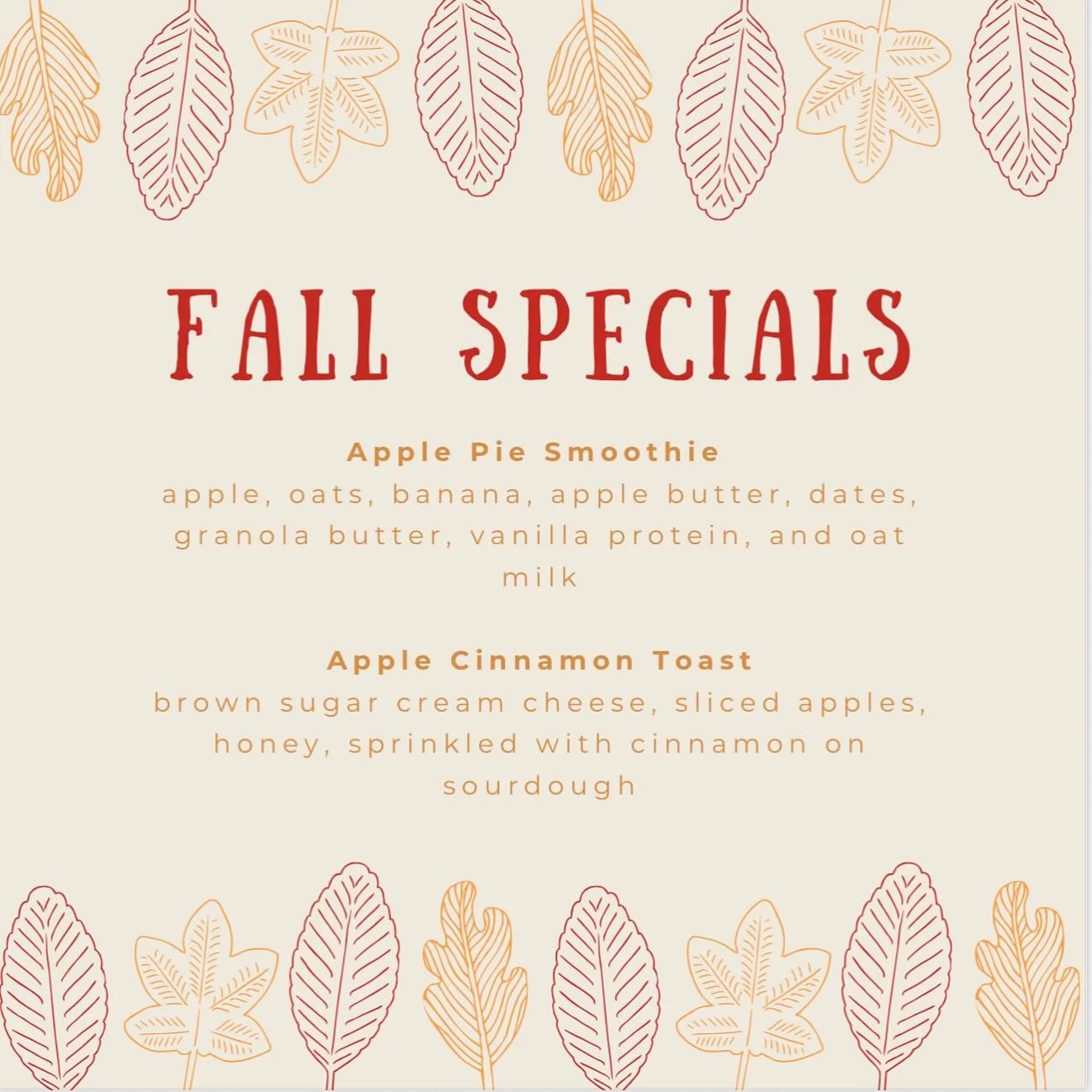 nothing pairs better with the cool october weather than our new fall specials 🎃